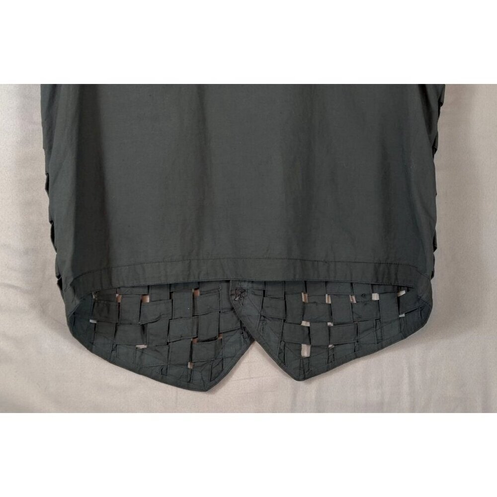 VTG Lattice Woven Vest Black Cotton Rhinestone Ellen Richman Y2K Boho Whimsygoth - Picture 9 of 12
